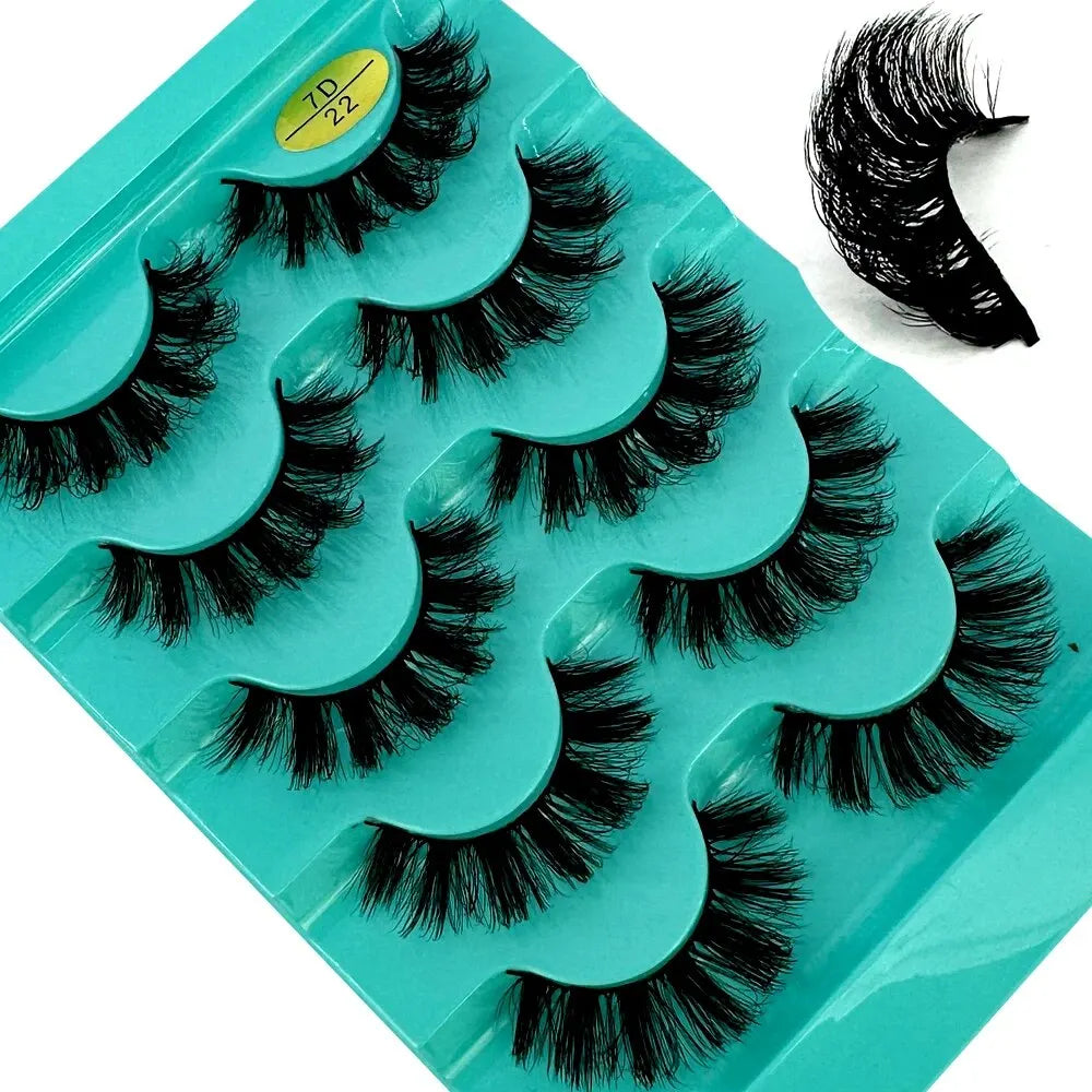 Faux Cils Cat Eye 3D – Lot 5 Paires | Manga Wispy Naturels Courbe D