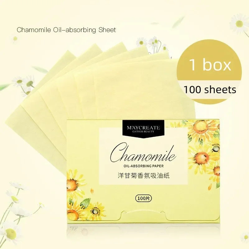 Papiers Matifiants Thé Vert – Lot 100 Pcs Portables | Lingettes Anti-Brillance Visage