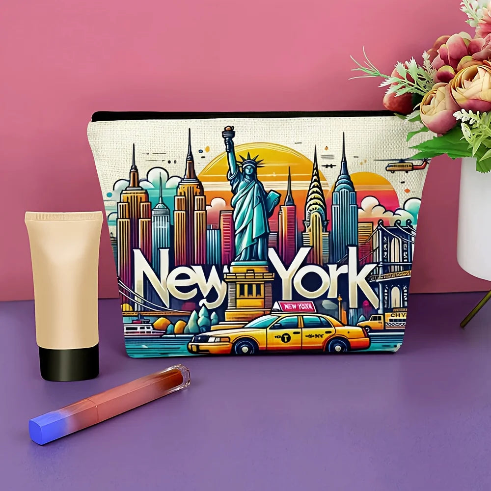 Trousse Maquillage Design New York City – Pochette Cosmétique Voyage Compacte | Cadeau Noël Femme