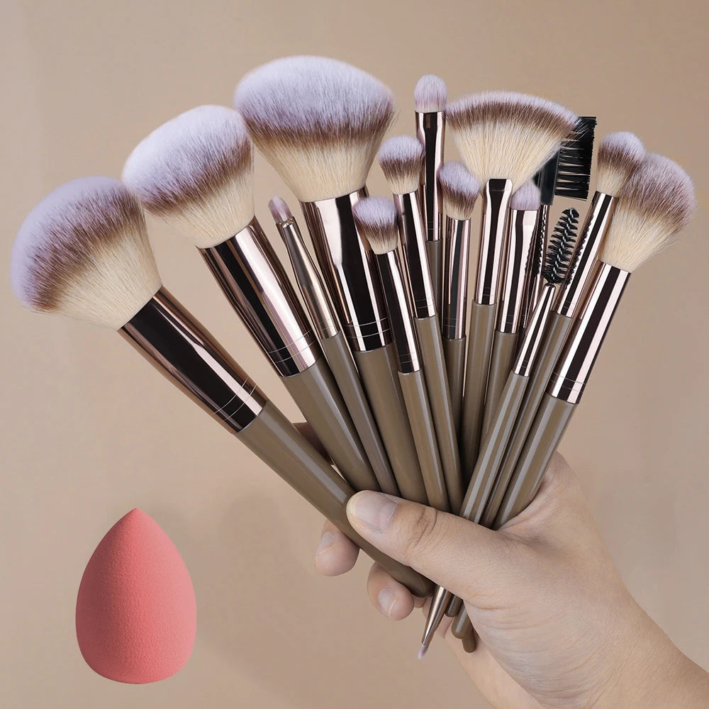 Set Pinceaux Maquillage Fluffy 3 à 20 Pcs – Poudre Libre, Fards & Blush | Brosse Fond de Teint Femme