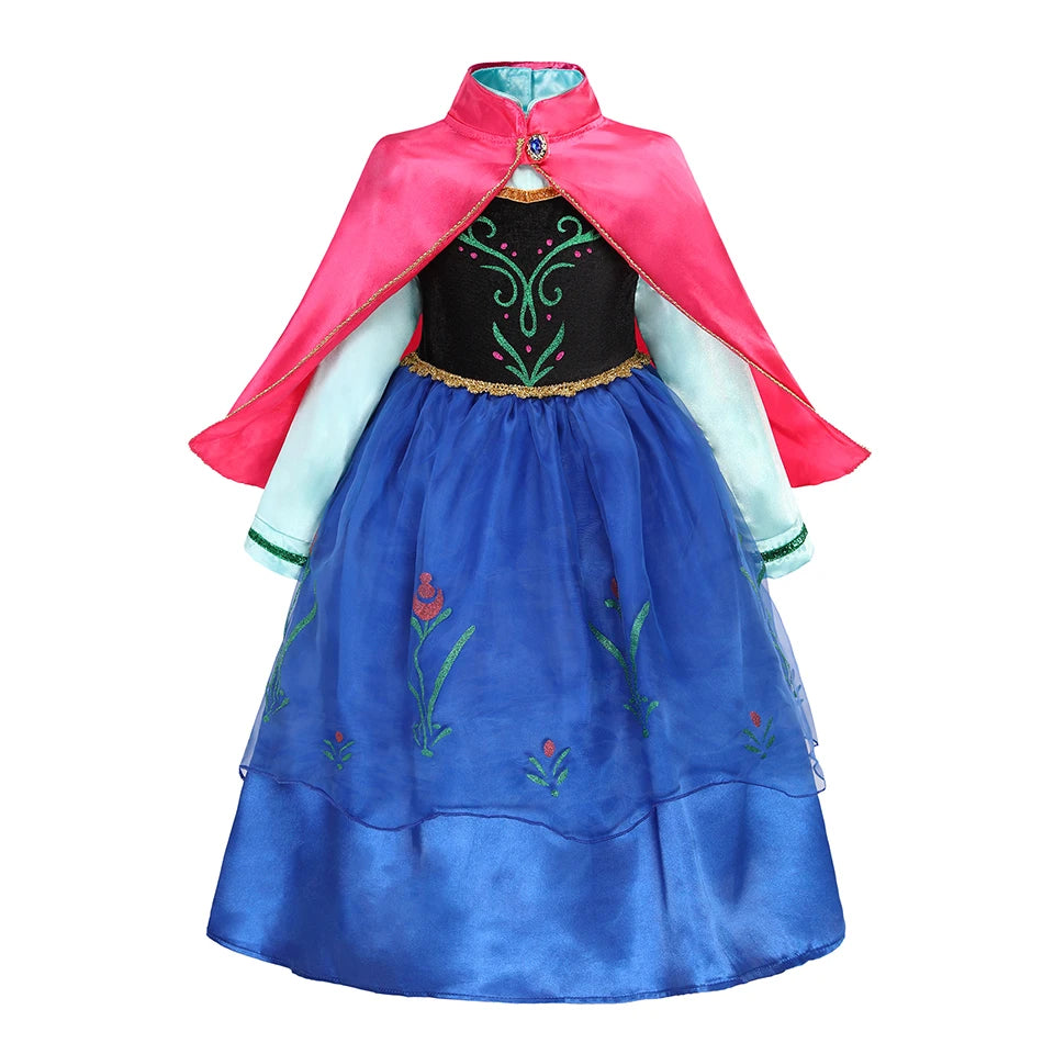 Robe Princesse Fille Déguisement Elsa Anna Ariel – Costume Carnaval Halloween Fête Cosplay Enfant
