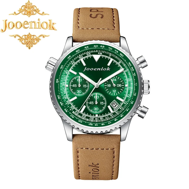 Montre Homme Luxe Chronographe Quartz Cuir – Sport Étanche Lumineux Date Fashion 2025