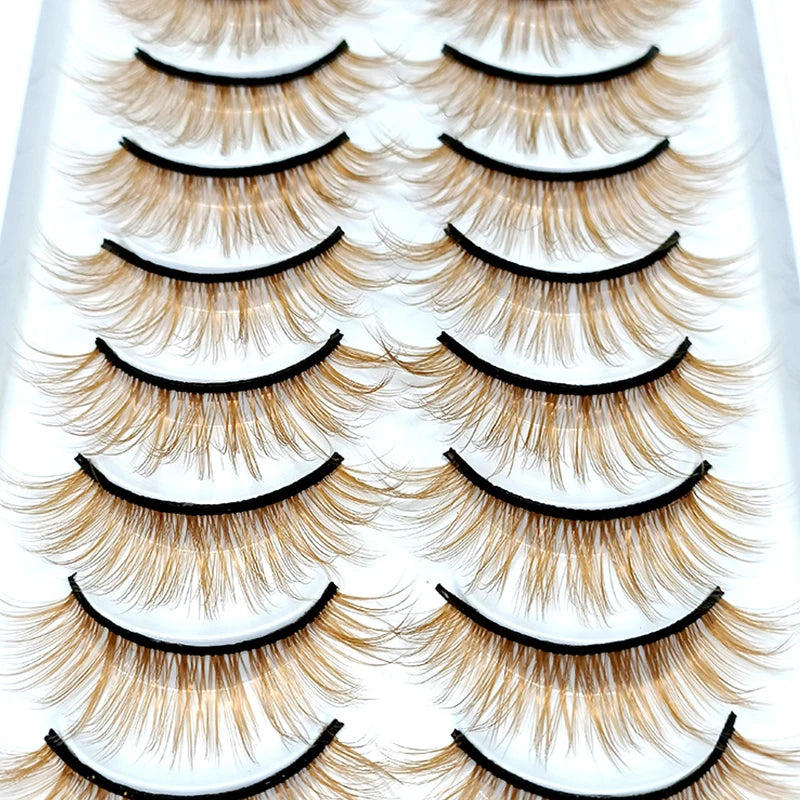 Faux Cils Kekelala 3D Korea Silk – Lot 10 Paires Naturels Bruns & Blonds | Fluffy Wholesale