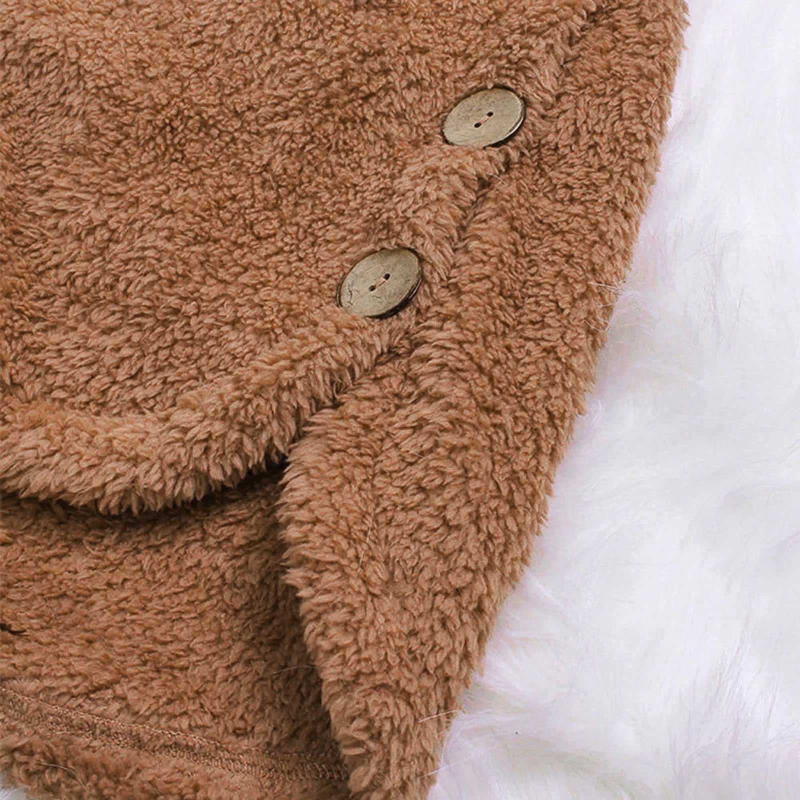 Damen Teddyfell-Mantel mit Kapuze – Warme Fleece-Jacke Unifarben | Herbst Winter Trend