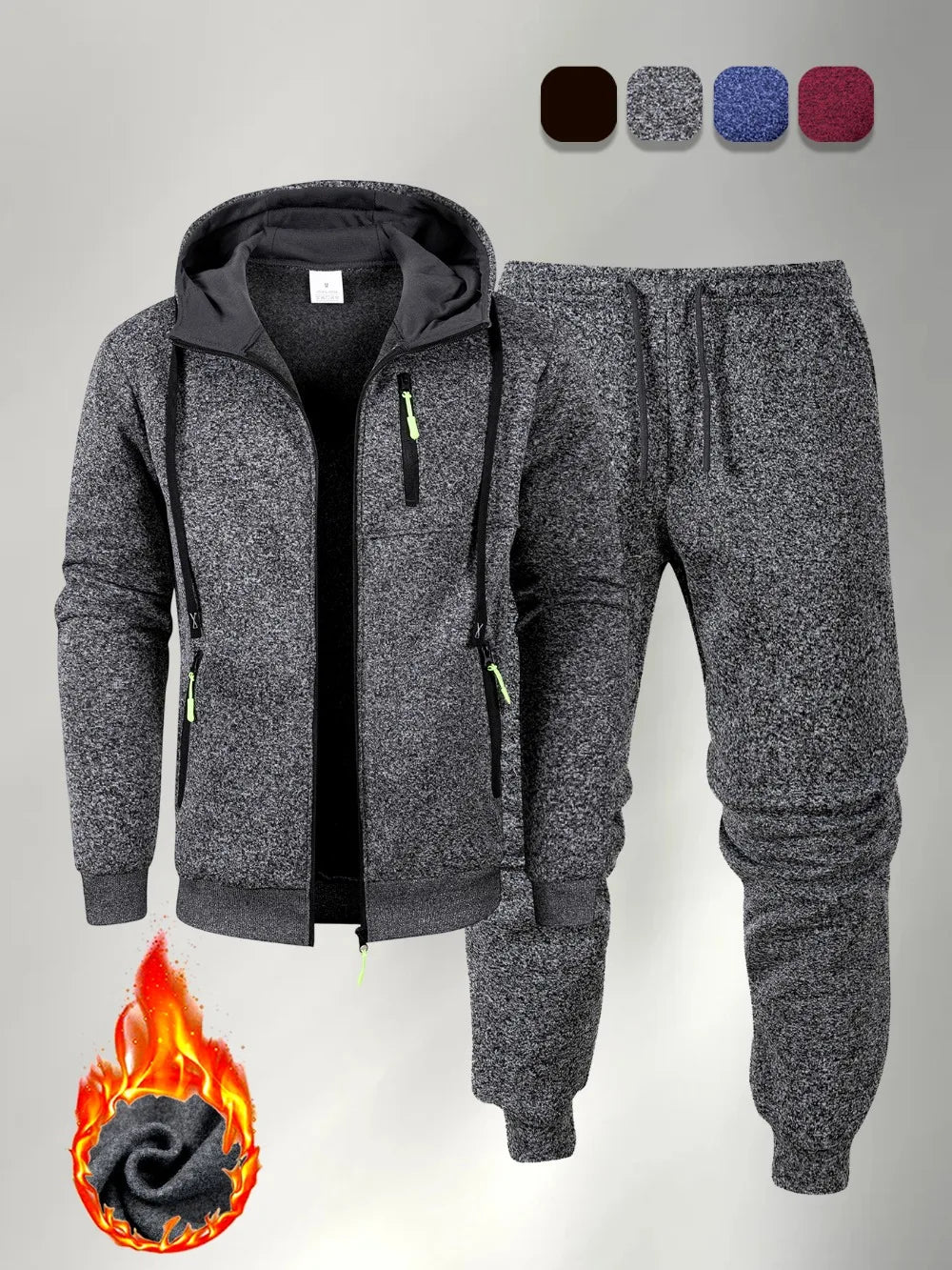 Ensemble Jogging 2 Pièces Homme Zip Capuche – Sweatshirt Pantalon Sportswear Casual Automne