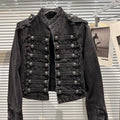 Veste en Jean Femme Style Punk Noir Col Montant Vintage Washed Manches Longues Loose – Blouson Moto Automne | Streetwear
