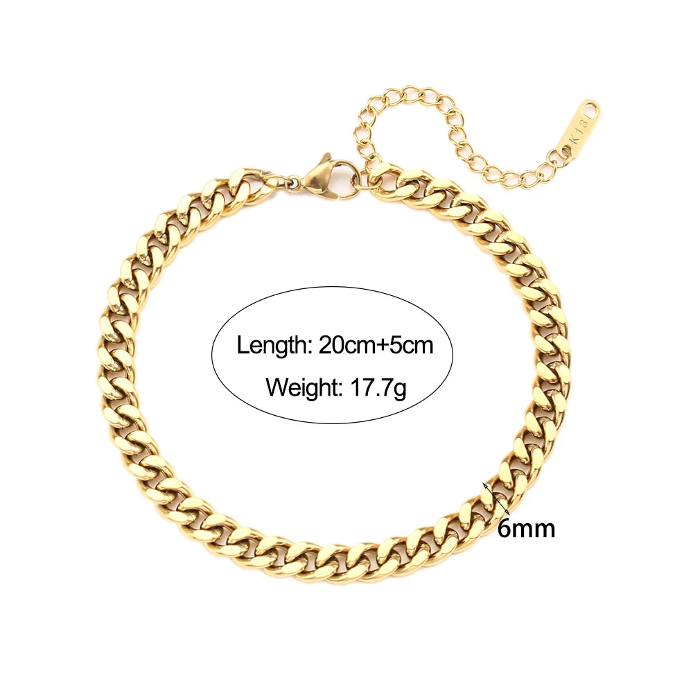 Bracelet Cuban Chain Plaqué Or 18k Acier Inoxydable 316L E.B.belle – Style Minimaliste Streetwear Unisexe | Bijou Homme & Femme Tendance & Anti-Ternissement