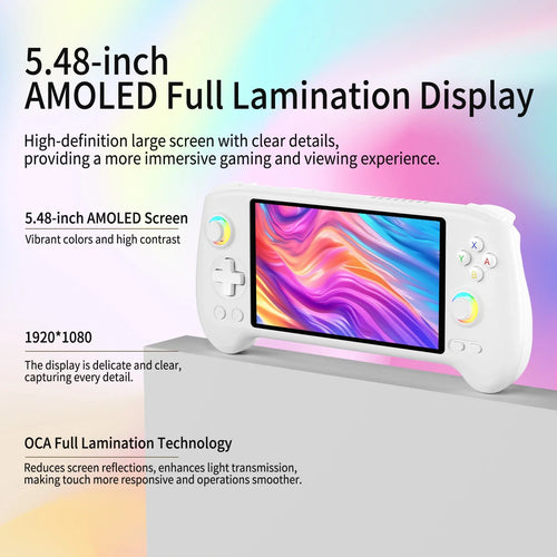 ANBERNIC RG557 Console Gaming Portable – Écran AMOLED 5.48", Android 14, Processeur Dimensity, Joystick Capacitif & Ventilation | Retrogaming Premium