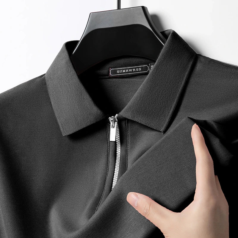 Polo Homme Été Slim Fit Col Retourné Demi-Zip Respirant Manches Courtes Couleur Unie Confortable | Mode Homme Élégant Casual