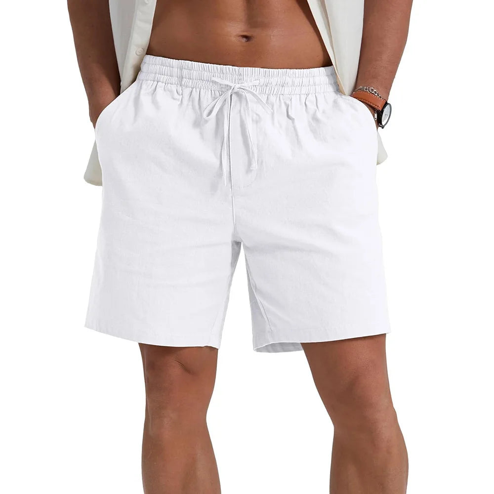 Herren-Shorts aus Baumwolle und Leinen, leicht, atmungsaktiv, lässig, Sommer, einfacher Stil, alltagstauglich, bequem, kühl, zeitlos – Premium-Shorts aus Baumwolle und Leinen für den Sommer | Herrenmode Casual Sommer Premium