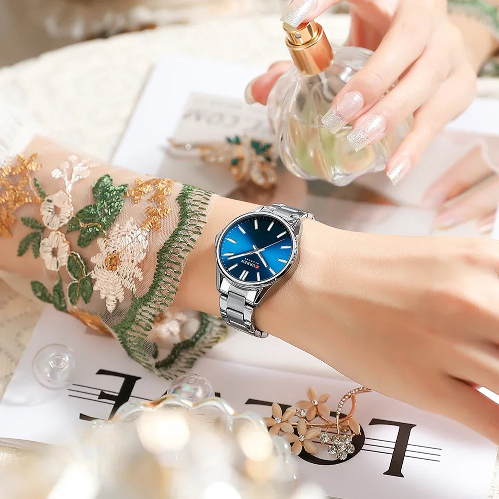 Montre Femme CURREN Fashion Casual Quartz – Acier Inoxydable Cadran Rond Simple Élégante
