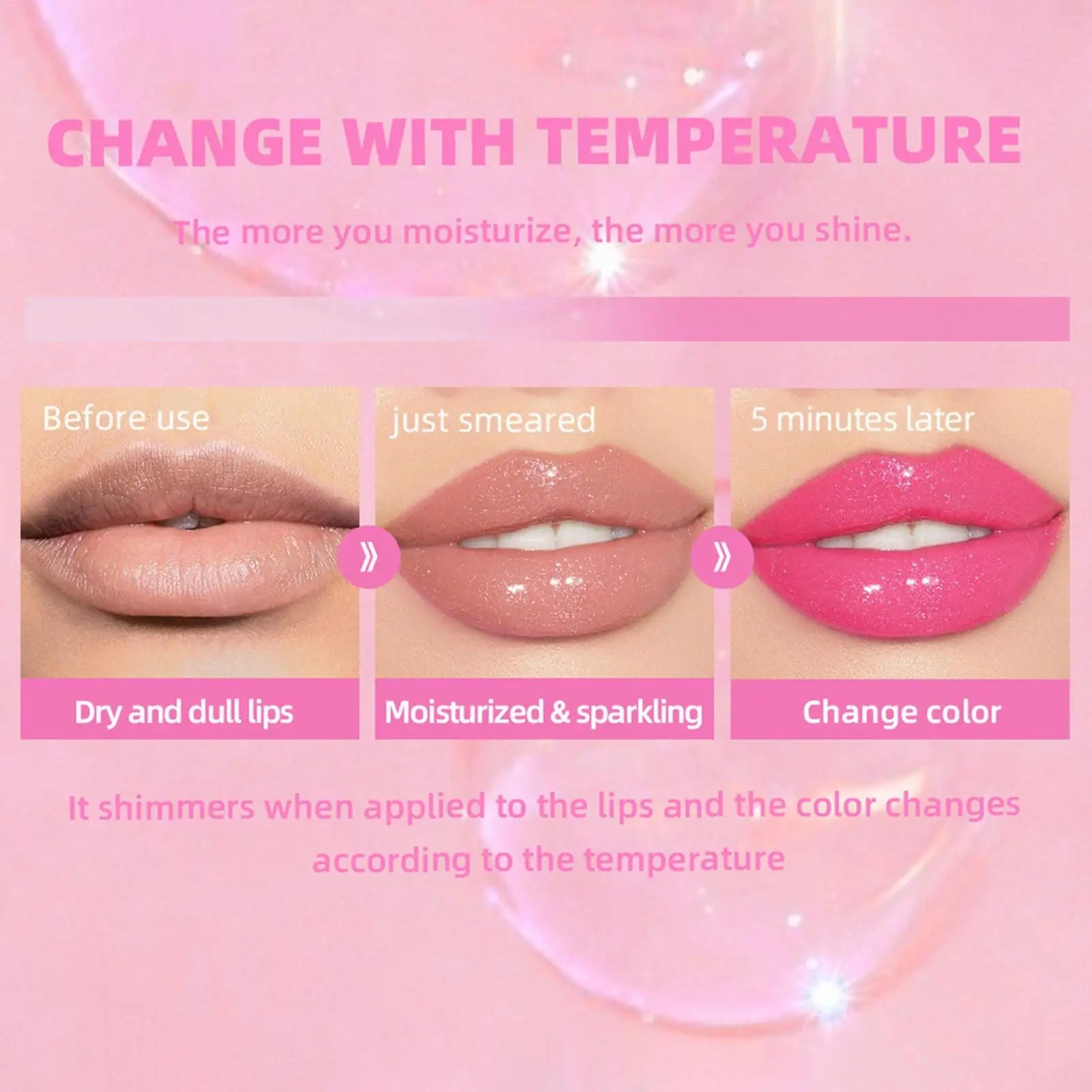 Huile à Lèvres Changeante de Couleur – Jelly Crystal Nacrée | Hydratante & Nourrissante
