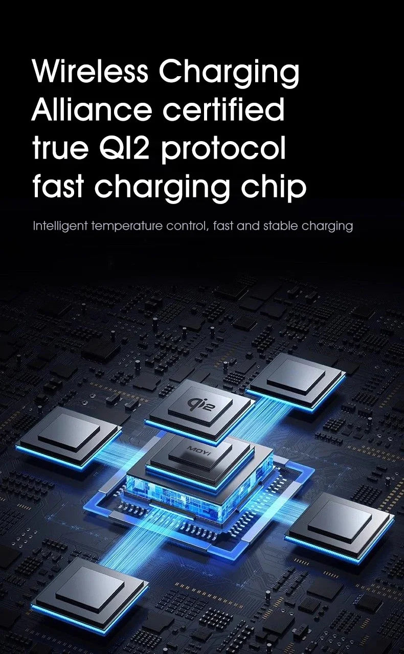 Chargeur Qi2 3-en-1 Multifonction Tactile Rotatif – iPhone 16 15 14 Pro Max iWatch Écouteurs