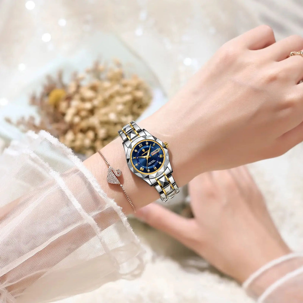 Montre Femme POEDAGAR Élégante Luxe Quartz – Lumineuse Étanche Semaine Date Acier Fashion