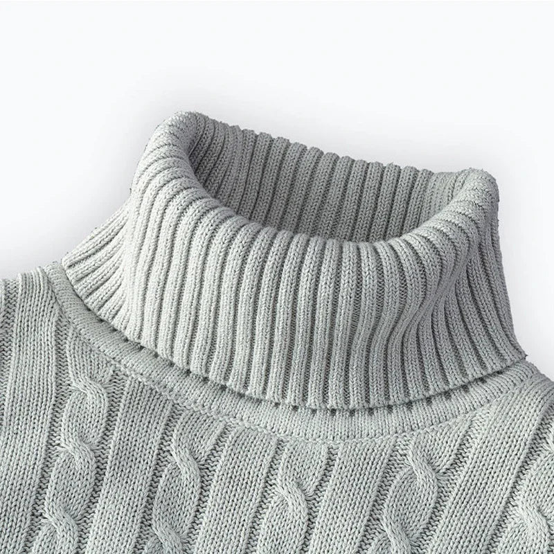 Pull Homme Col Roulé Haut Tricoté Couleur Unie Chaud Casual Laine Pullover Outdoor Hiver Confortable Tendance – Sweater Col Montant Premium Toutes Saisons | Mode Homme Hiver Premium