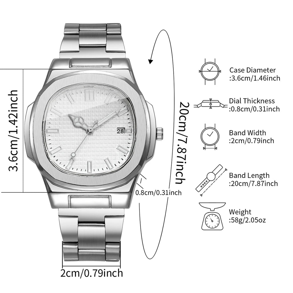 Lot 2 ou 4 Montres Homme Business Quartz Carré Calendrier – Set Fashion Casual Sans Boîte