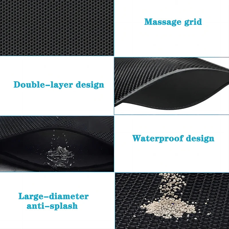 Tapis Litière Chat Double Couche EVA Imperméable Antidérapant – Filtre Sable Lavable Facile à Nettoyer | Accessoires Chat & Chien