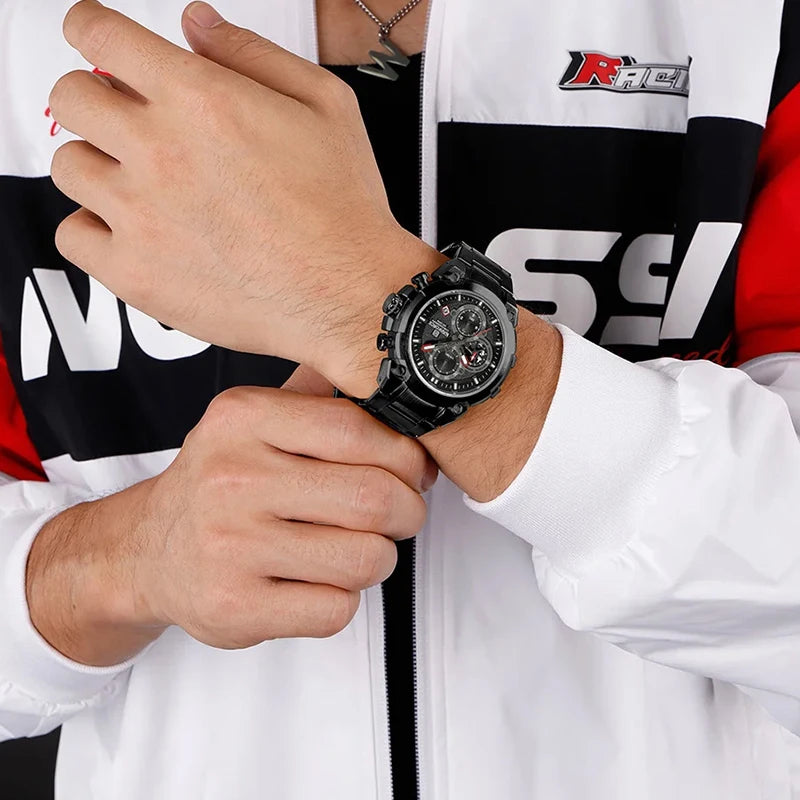 Montre Homme NAVIFORCE Chronographe Sport Militaire Calendrier Quartz – Étanche Fashion