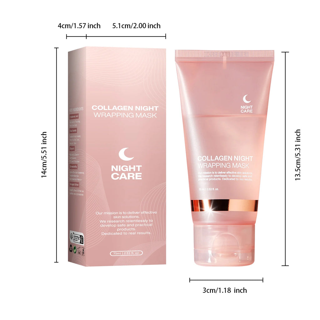 Masque Nuit au Collagène Hydrolysé 75ml – Fermeté, Hydratation & Éclat | Anti-Relâchement & Teint Terne