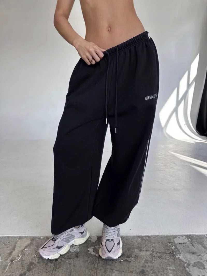Damenhose Weite Streifen Retro Amerikanisch Baggy Jogger – Gerader Schnitt Casual Streetwear | Frühling Herbst