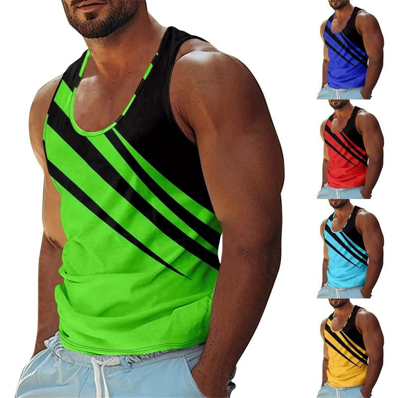 Débardeur Homme Rayures Été – Sans Manches Casual Basketball Sport Quotidien Léger | Mode Homme Premium