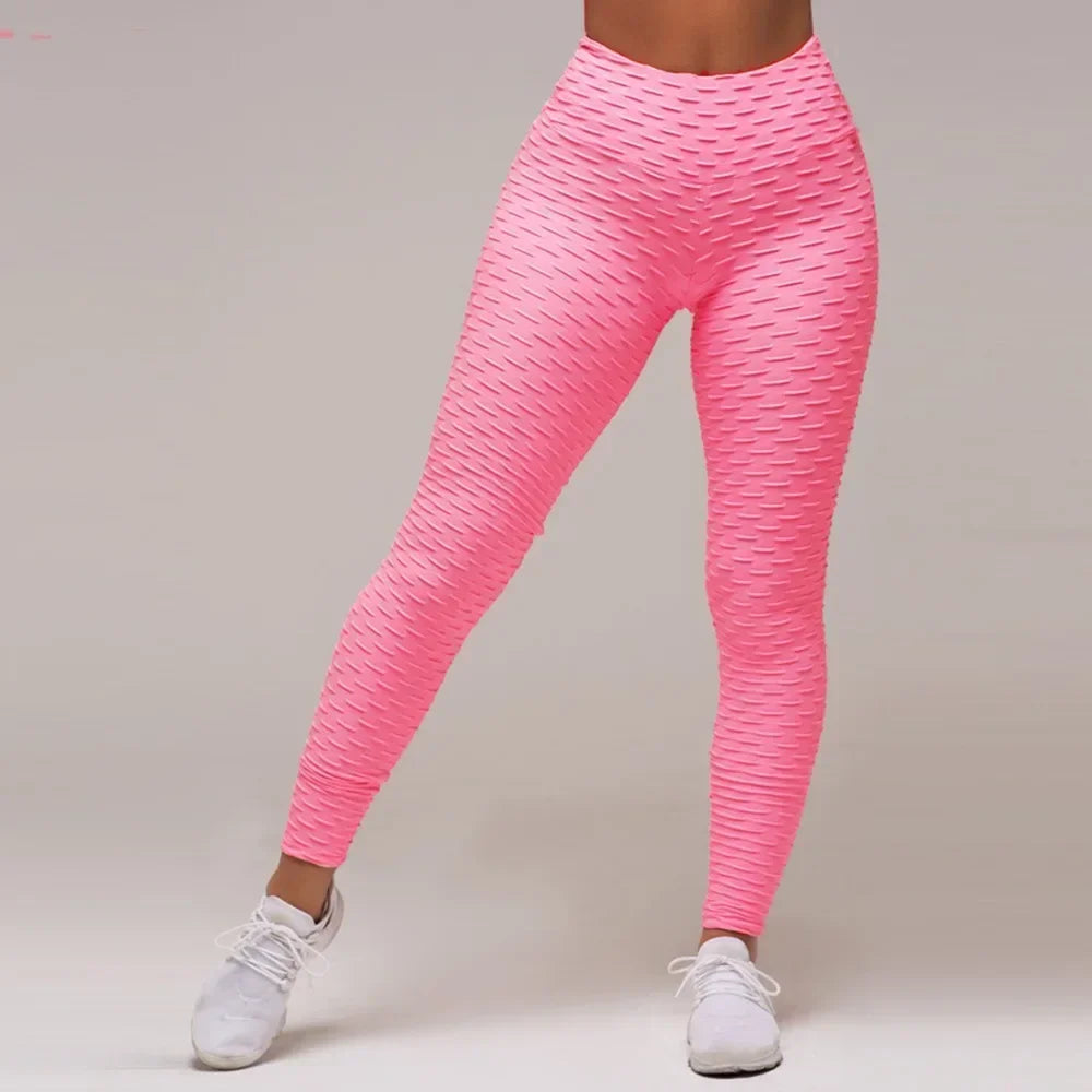 Damen Yoga Leggings Hohe Taille Bubble Nahtlos Push-Up Formend – Sport Hose Gym Laufen Schlank Elastisch | Fitness