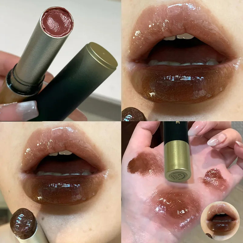 Gloss Jelly Chocolat Brun – Stylo Miroir Nacré Waterproof | Lèvres Hydratées & Brillantes