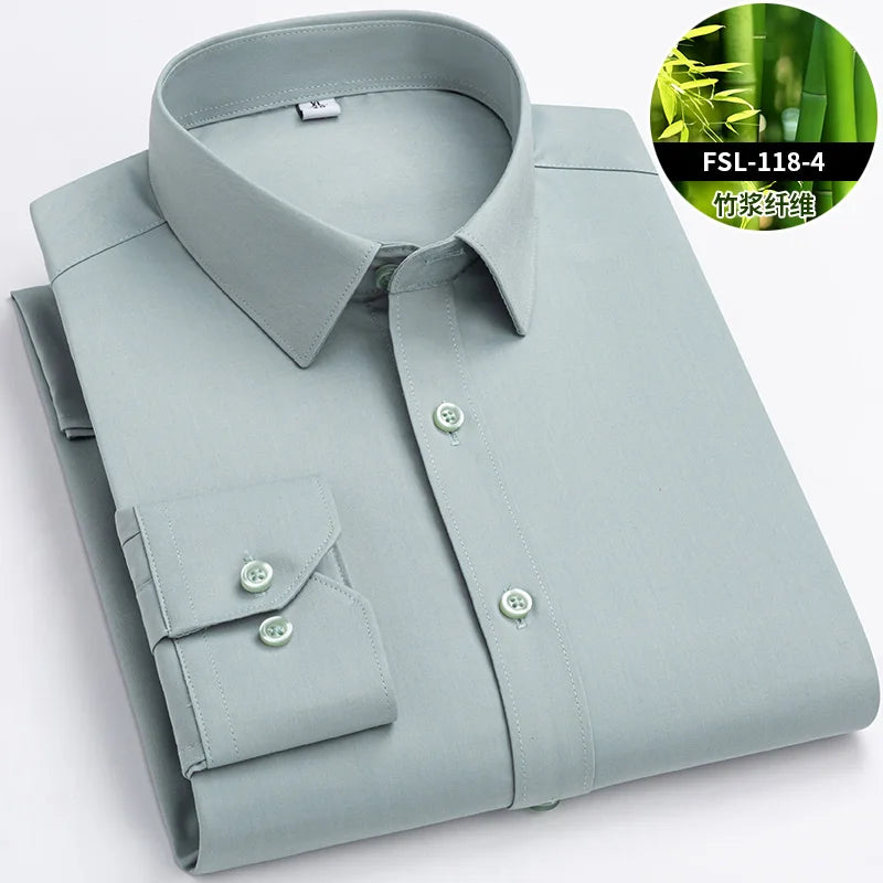 Chemise Homme Fibre de Bambou Stretch Manches Longues Anti-Froissé Sans Repassage Slim Business Casual Bureau Blanche Éco-Premium – Chemise Bambou Premium Stretch Anti-Froissé Sans Repassage Slim Business Blanche | Mode Homme Business Éco-Premium