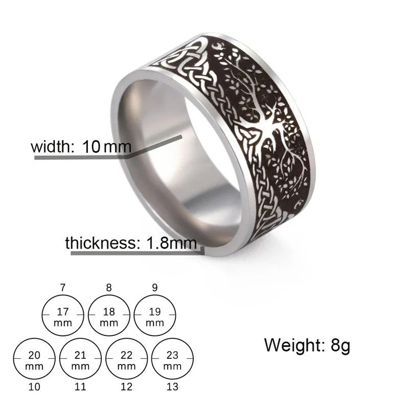 Bague Punk Acier Inoxydable Arbre de Vie Viking – Bague Couple Goth & Nordique | Bijou Homme & Femme | Cadeau Anniversaire & Fête Tendance