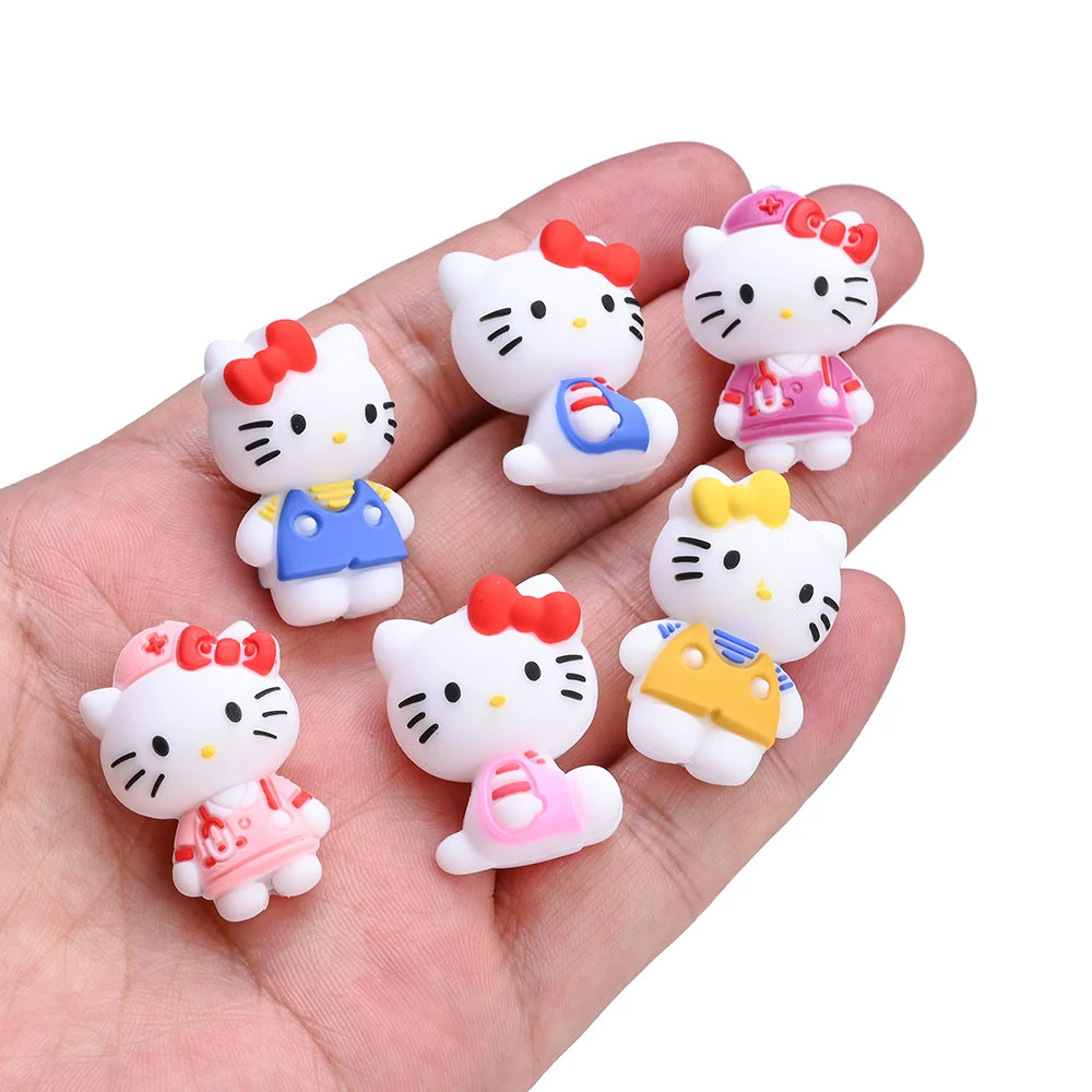 7 Perles Silicone 3D Thème Sanrio Hello Kitty – Perles Focus DIY Colliers Bracelets Attache-Tétine