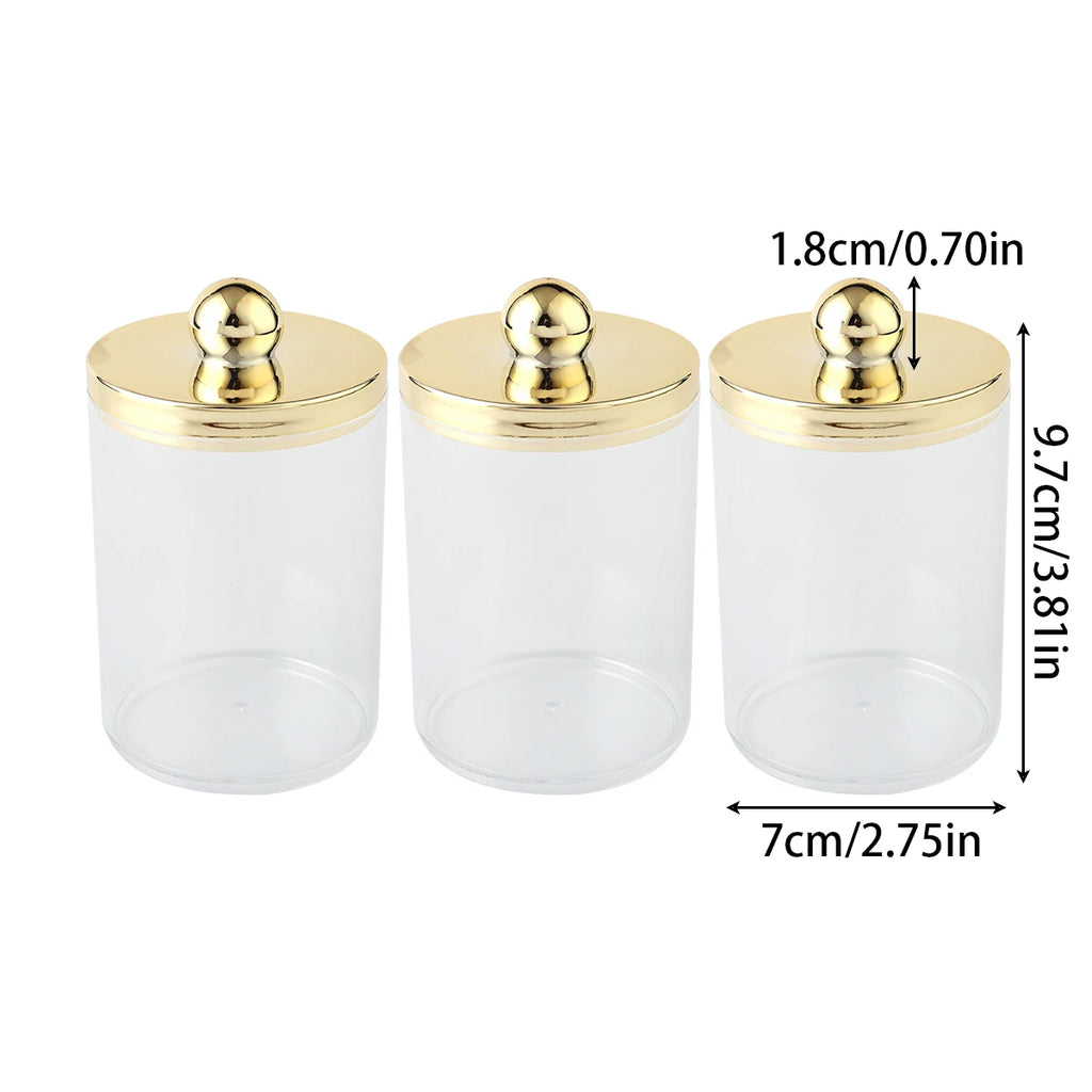 Pot Rangement Cotons-Tiges Apothecary – Lot 1/2/3 Pcs | Distributeur Transparent Salle de Bain