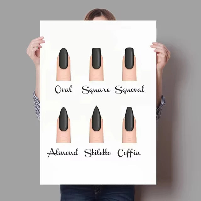 Affiches Nail Art Salon – Guide Formes d’Ongles Canvas | Décoration Murale Institut Beauté