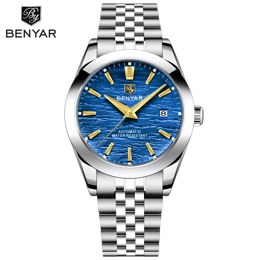 Montre Homme Luxe BENYAR Mécanique Automatique Acier – Étanche Sport Top Brand