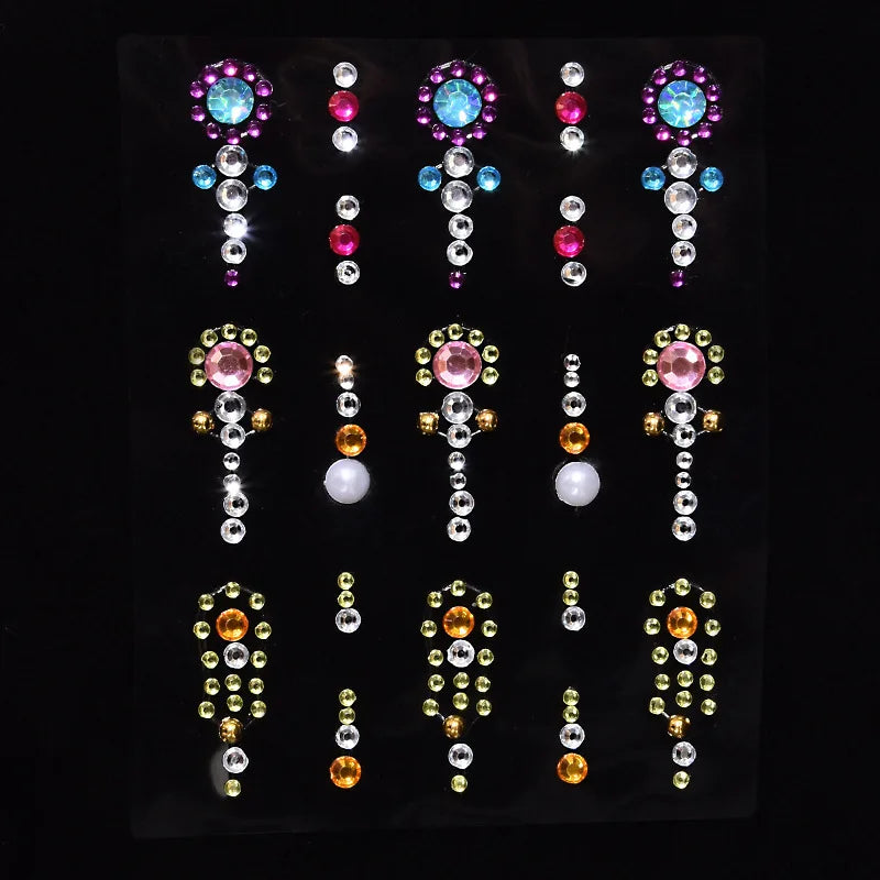 Stickers Strass Visage Jetables – Diamants Acryliques Crystal Larme & Yeux | Maquillage Scène & Festival