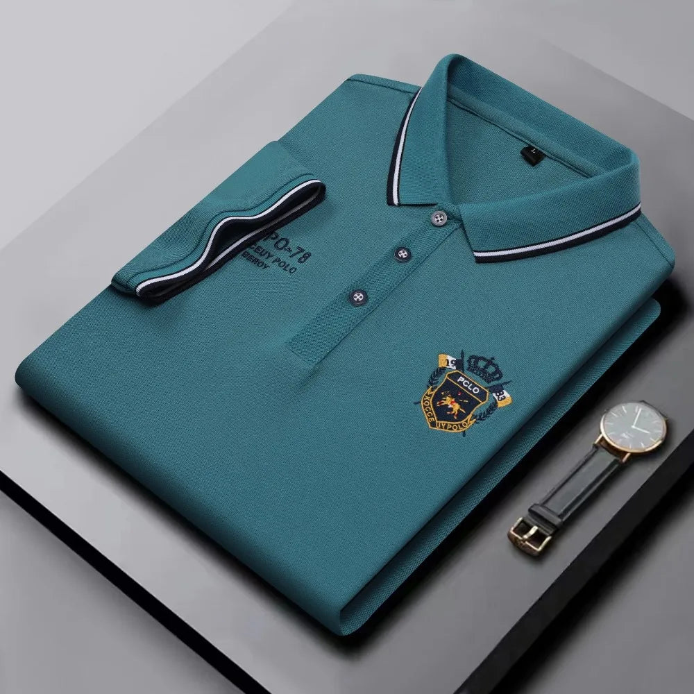 Polo Homme Manches Courtes Coton Broderie Luxe Col Revers Anti-Froissable Léger Été – Casual Élégant Premium | Mode Homme Tendance