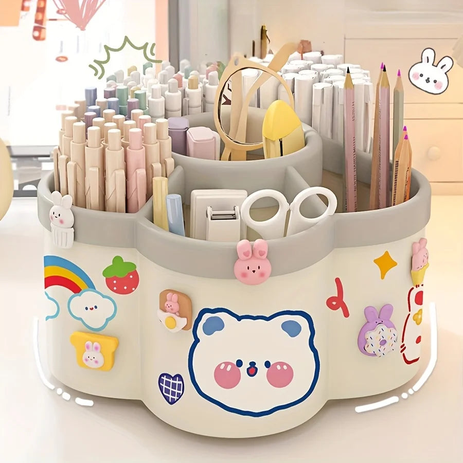 Porte-Stylos 360° Rotatif Multifonction – Organisateur Bureau Maquillage Papeterie Étudiant
