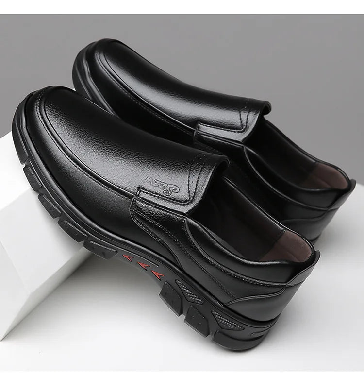 Mocassins Cuir Noir Homme Grande Taille – Chaussures Dress Designer Semelle Douce Printemps