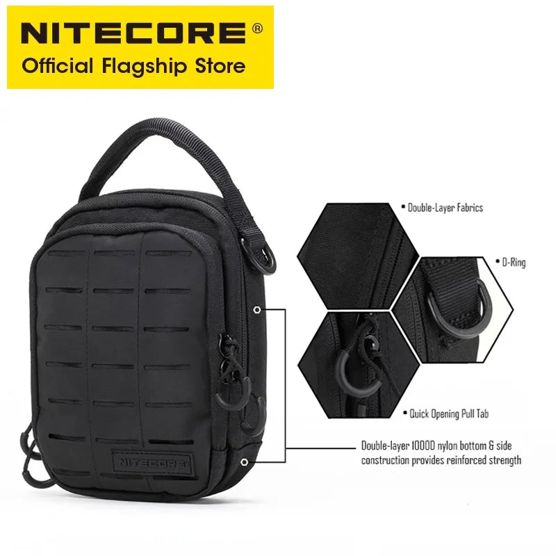 Sac Tactique NITECORE NUP10/NUP20 – Bandoulière Nylon 1000D Molle Crossbody Ceinture Homme Femme