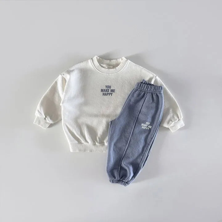Ensemble 2 Pièces Enfant Pull Manches Longues + Pantalon – Style Coréen Casual Printemps Automne