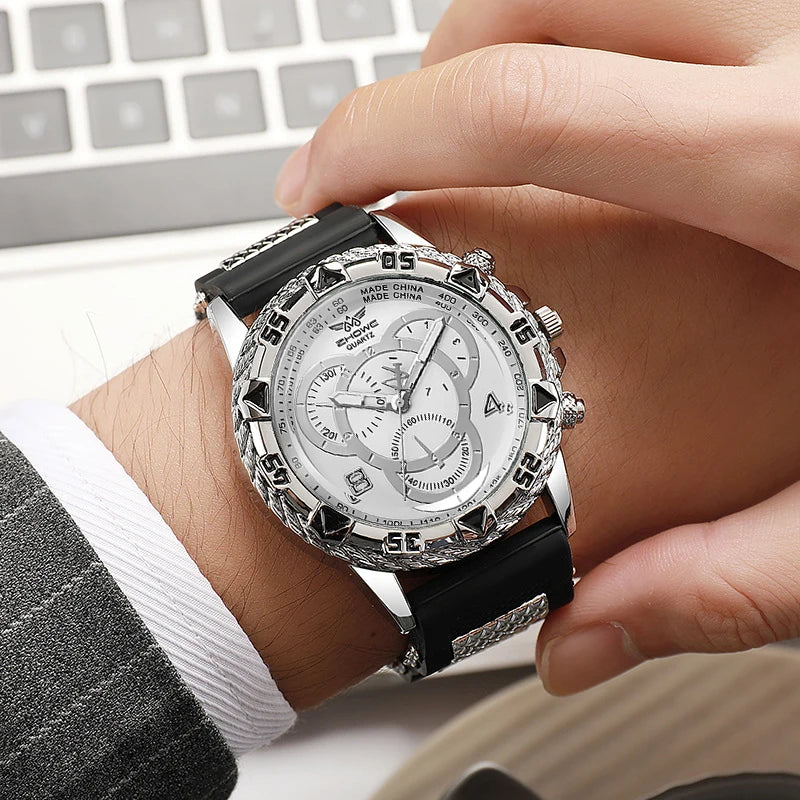 Montre Homme Sport Quartz Analogique Bracelet Silicone – Fashion Casual Tendance