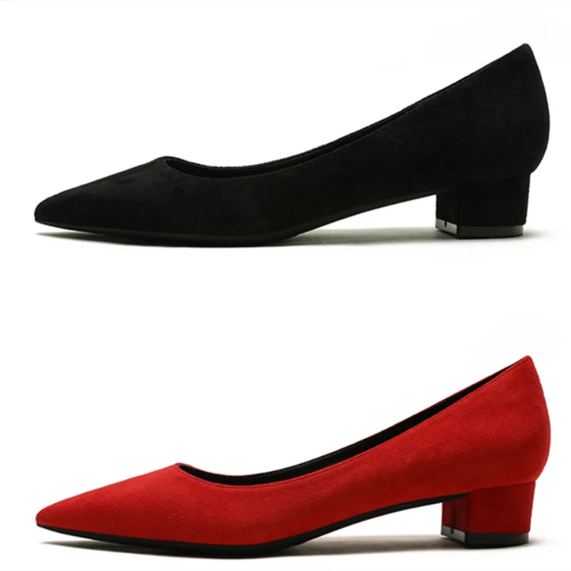 Escarpins Flock Stilettos 3 & 5CM Bout Pointu Slip-on – Rouge Marron Bleu Tailles 33-43