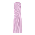 Damen Maxikleid Weiß Plissiert Ärmellos Rundhals – Schlank Machend Elegant | Sommerabend