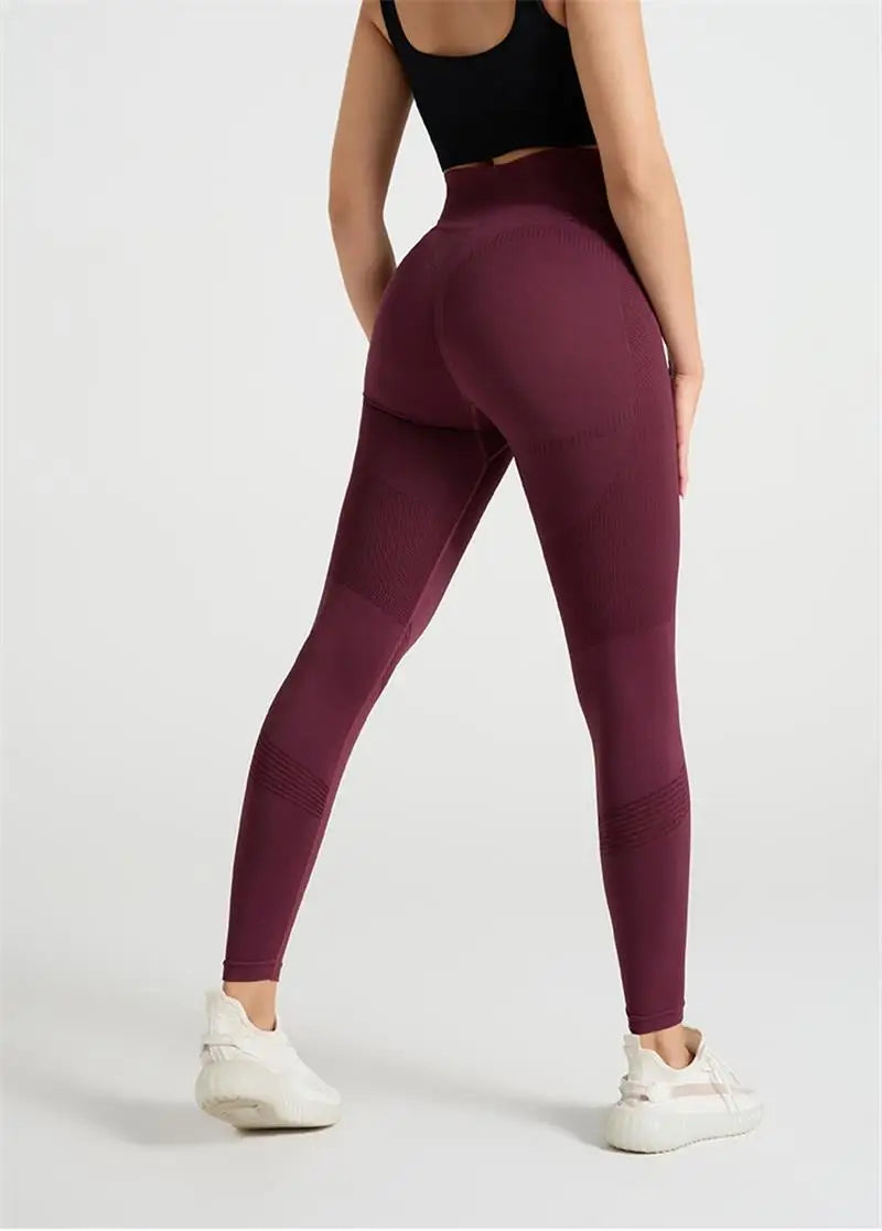Legging Femme Taille Haute Fitness Mesh Rayé Gainant Fessier – Sport Running Élastique | Tendance