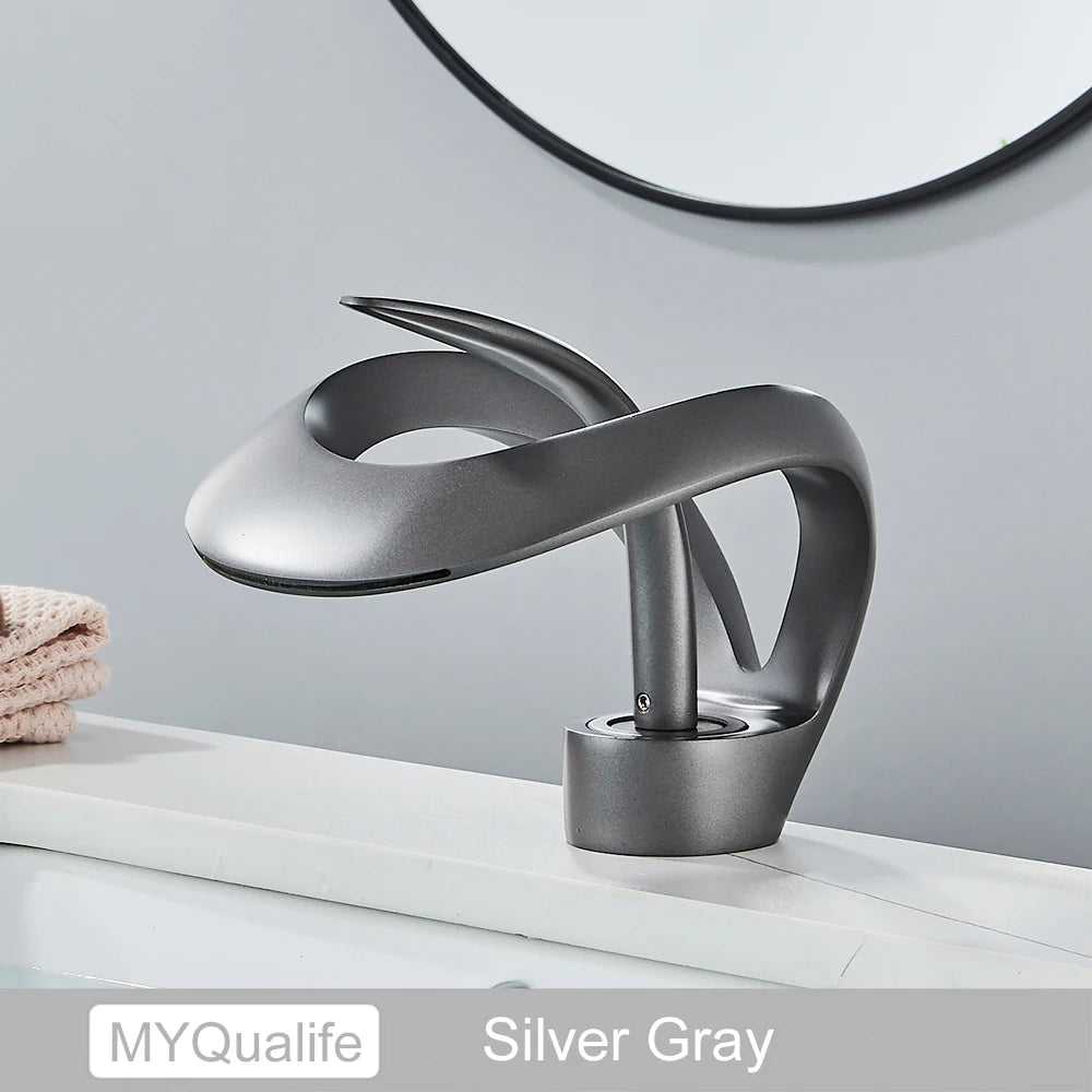Black Brass New-Style Basin Faucet Bathroom Mixer Tap Hot Cold Water Deck Mounted Gold Luxury Sink Faucet