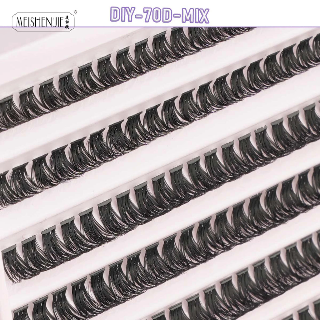 Kit Extension Cils DIY 160-200 Pcs – Cils Individuels Cluster avec Colle & Scellant | Faux Cils Maquillage
