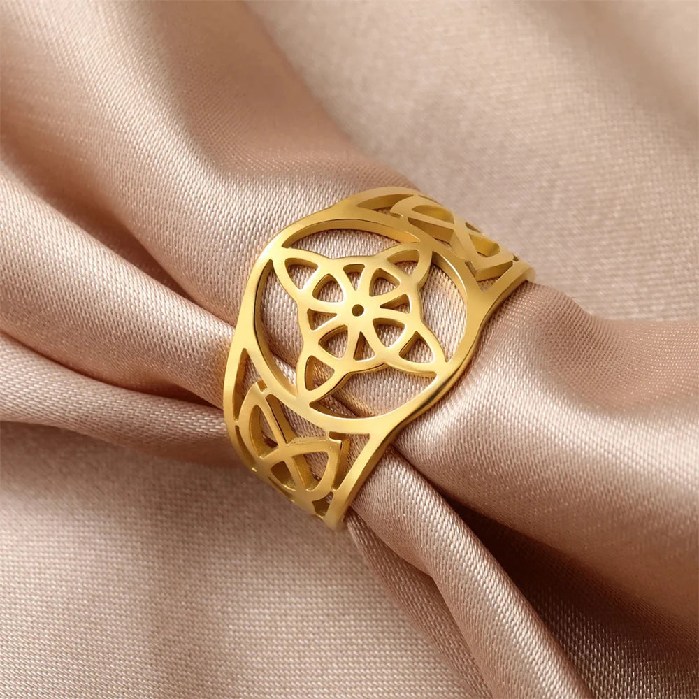 Bague Nœud Celtique Acier Inoxydable — Amulette Protection Wicca Couple