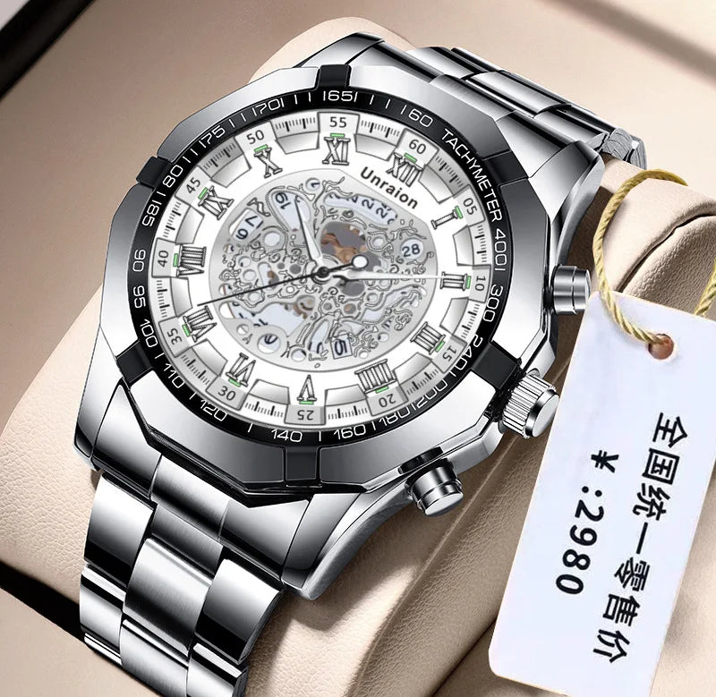 Montre Homme Automatique Calendrier Lumineux Chiffres Romains – Business Étanche Élégante