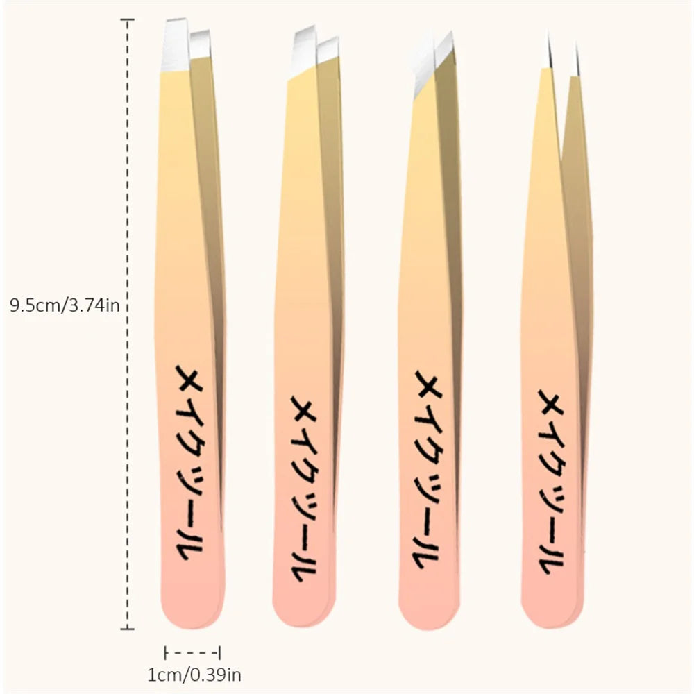 Set 4 Pinces à Épiler Multicolores - Précision Sourcils & Poils Incarns