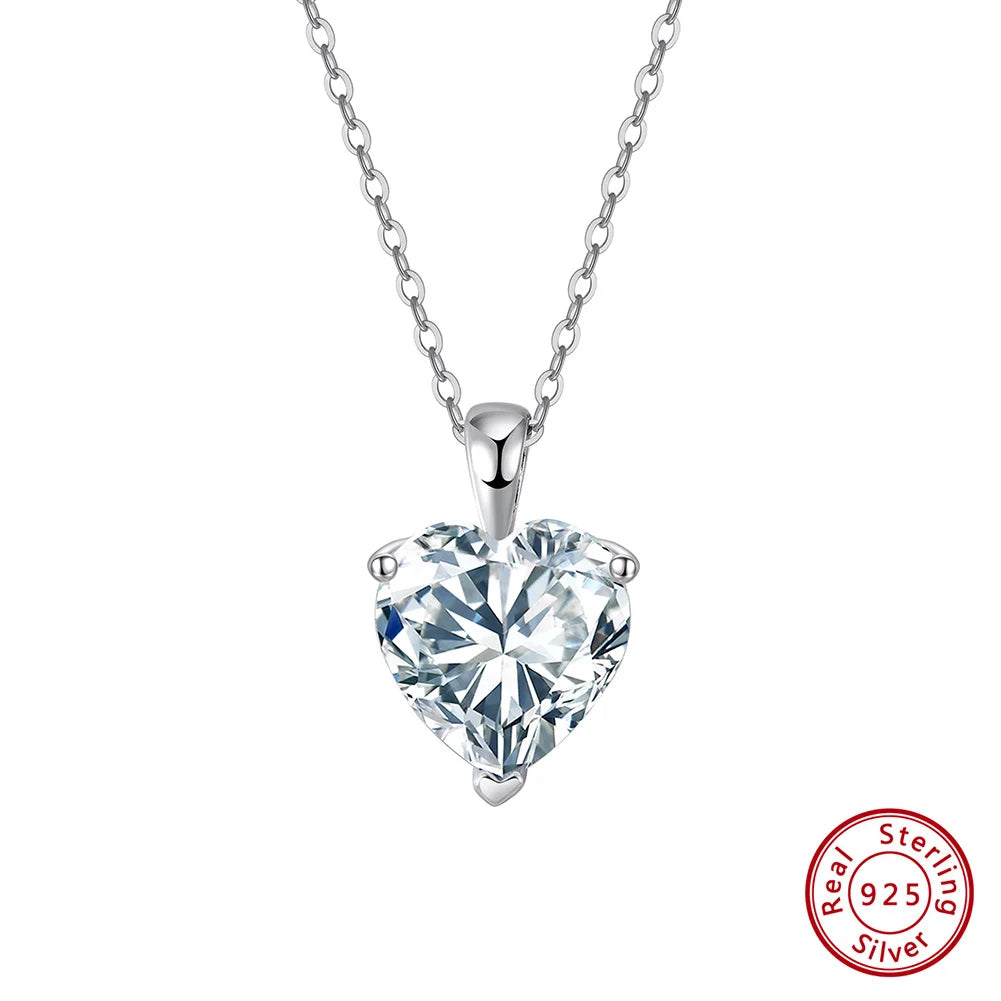 Collier Pendentif Cœur Argent S925 Zircon Cubique 8A – Éclat Diamant Taille Cœur | Chaîne Fine Luxe | Bijou Haut de Gamme Femme | Cadeau Premium