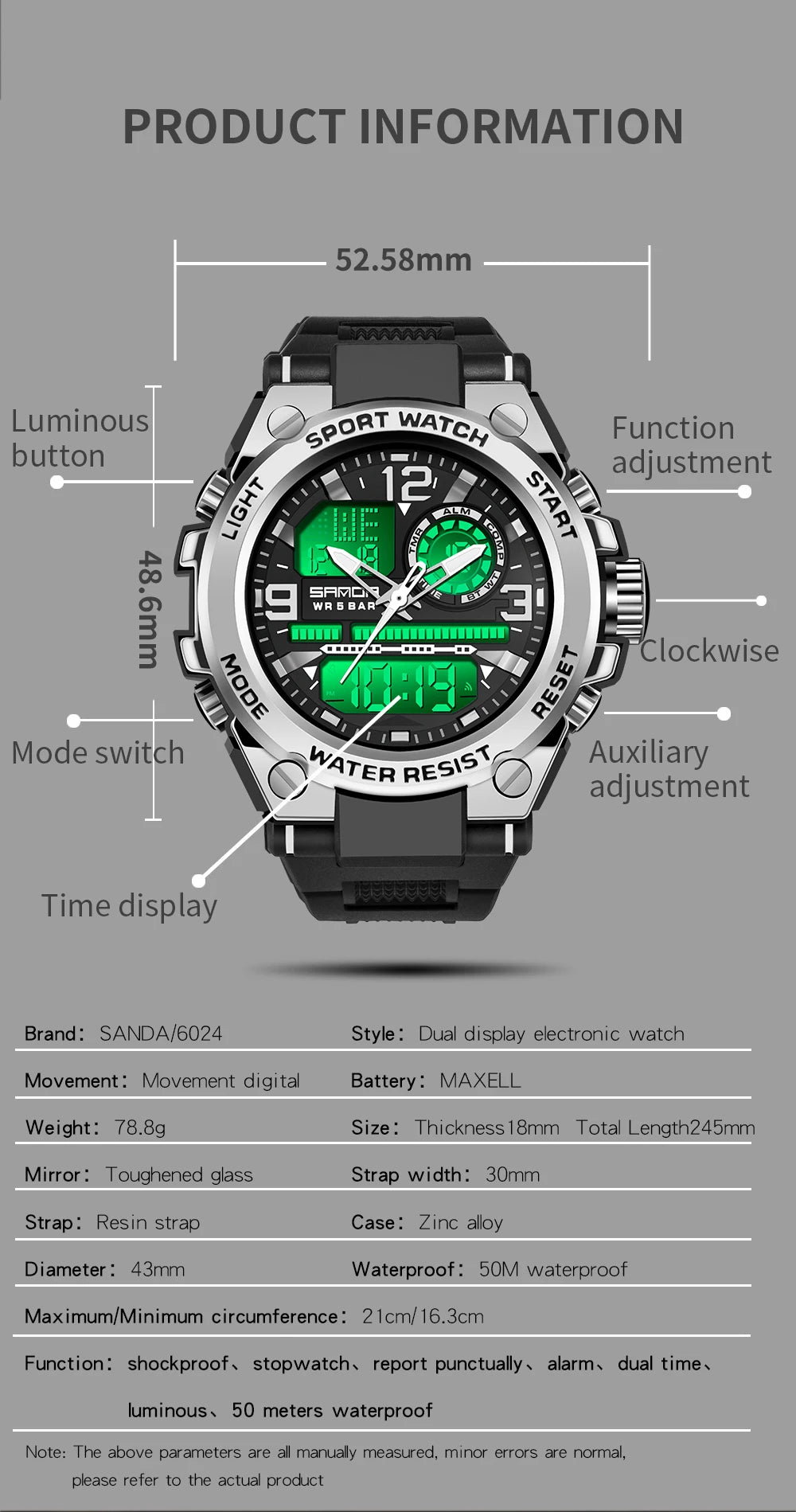 Montre Homme SANDA 6024 Militaire Sport Luxe Quartz 5ATM Étanche – Robuste & Fashion